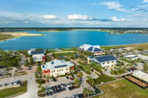 A newly constructed flex building stands on a commercial site in Coastal Georgia.